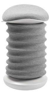 Grauer Aktiv-Sitzhocker mit wellenförmigem Design, seitliche Perspektive