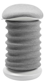 Grauer Aktiv-Sitzhocker mit wellenförmigem Design, seitliche Perspektive