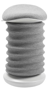 Grauer Aktiv-Sitzhocker mit wellenförmigem Design, seitliche Perspektive