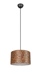Pendelleuchte mit Leopardenmuster, seitliche Perspektive