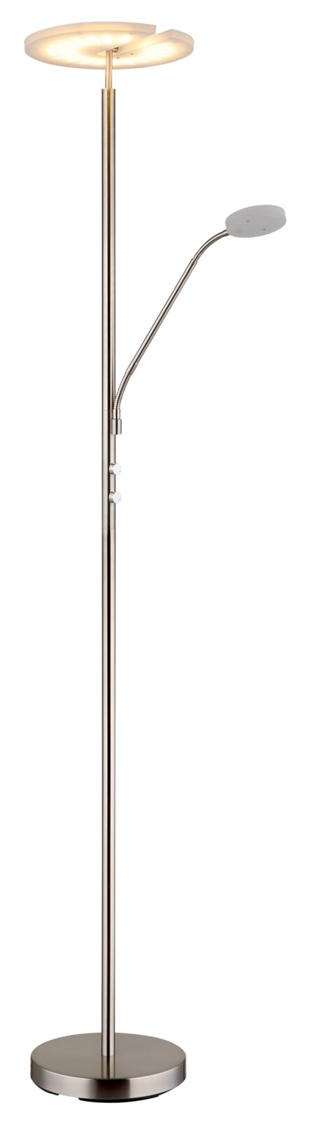 Moderne plafondlamp met extra leeslampje, zijaanzicht