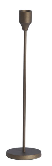 Eleganter, bronzefarbener Kerzenständer aus Metall, seitliche Perspektive