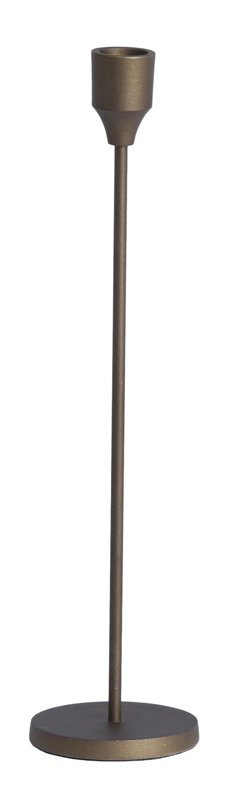 Eleganter, bronzefarbener Kerzenständer aus Metall, seitliche Perspektive