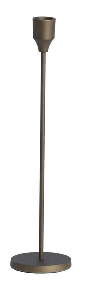 Eleganter, bronzefarbener Kerzenständer aus Metall, seitliche Perspektive