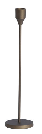 Eleganter, bronzefarbener Kerzenständer aus Metall, seitliche Perspektive