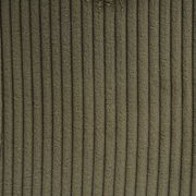 Nahaufnahme eines olivgrünen, gerippten Stoffes, möglicherweise für einen Schwingstuhlbezug.