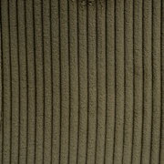 Nahaufnahme eines olivgrünen, gerippten Stoffes, möglicherweise für einen Schwingstuhlbezug.