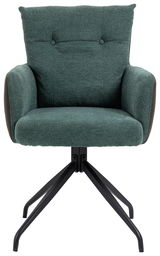 Grüner Sessel mit schwarzem Metallgestell, Frontalansicht