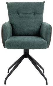 Grüner Sessel mit schwarzem Metallgestell, Frontalansicht