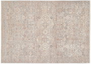 Designer Teppich mit orientalischem Muster in sanften Beige- und Grautönen, Draufsicht
