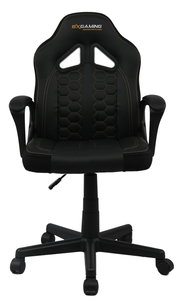 Schwarzer Jugend Gaming Stuhl mit ergonomischem Design und Armlehnen, Vorderansicht