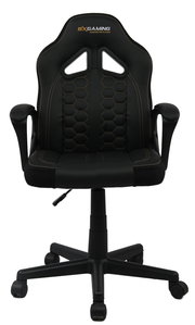 Schwarzer Jugend Gaming Stuhl mit ergonomischem Design und Armlehnen, Vorderansicht