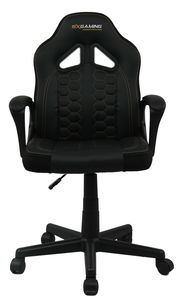 Schwarzer Jugend Gaming Stuhl mit ergonomischem Design und Armlehnen, Vorderansicht