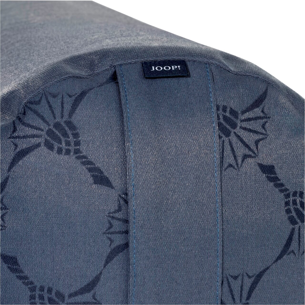 JOOP! Yogarolle J!ACTIVE Graue Yogarolle mit floralem Muster und JOOP! Logo, Nahaufnahme der Seite