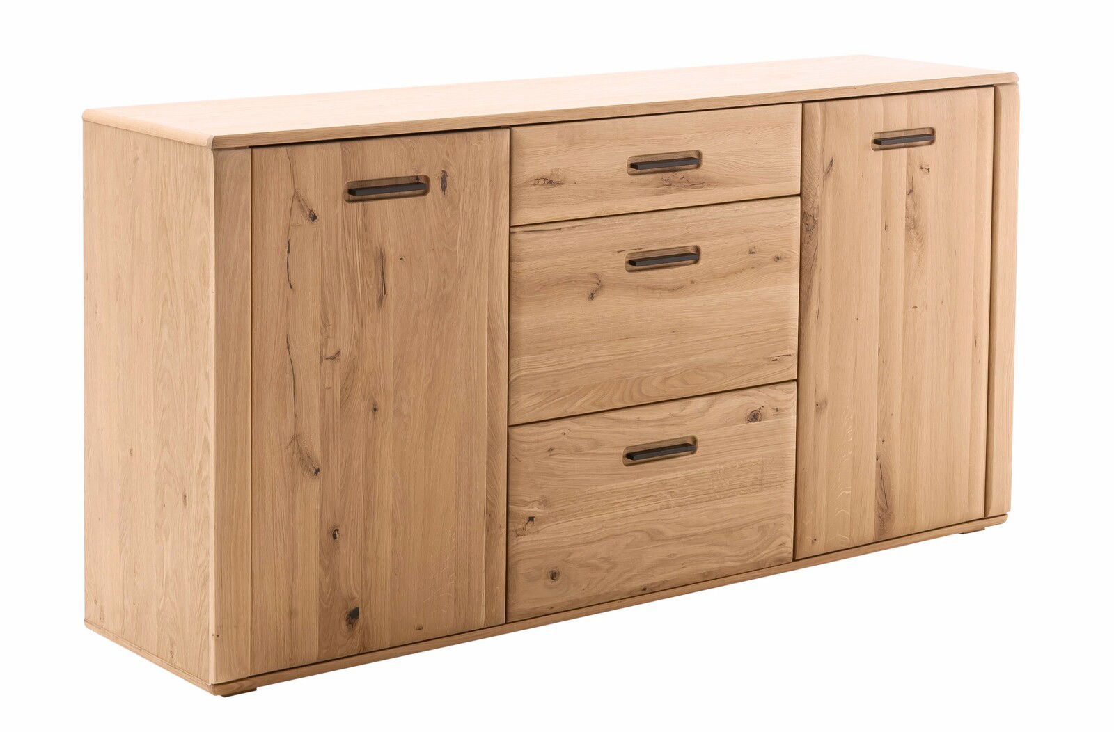Holz-Sideboard mit zwei Türen und drei Schubladen, Perspektive von vorne links