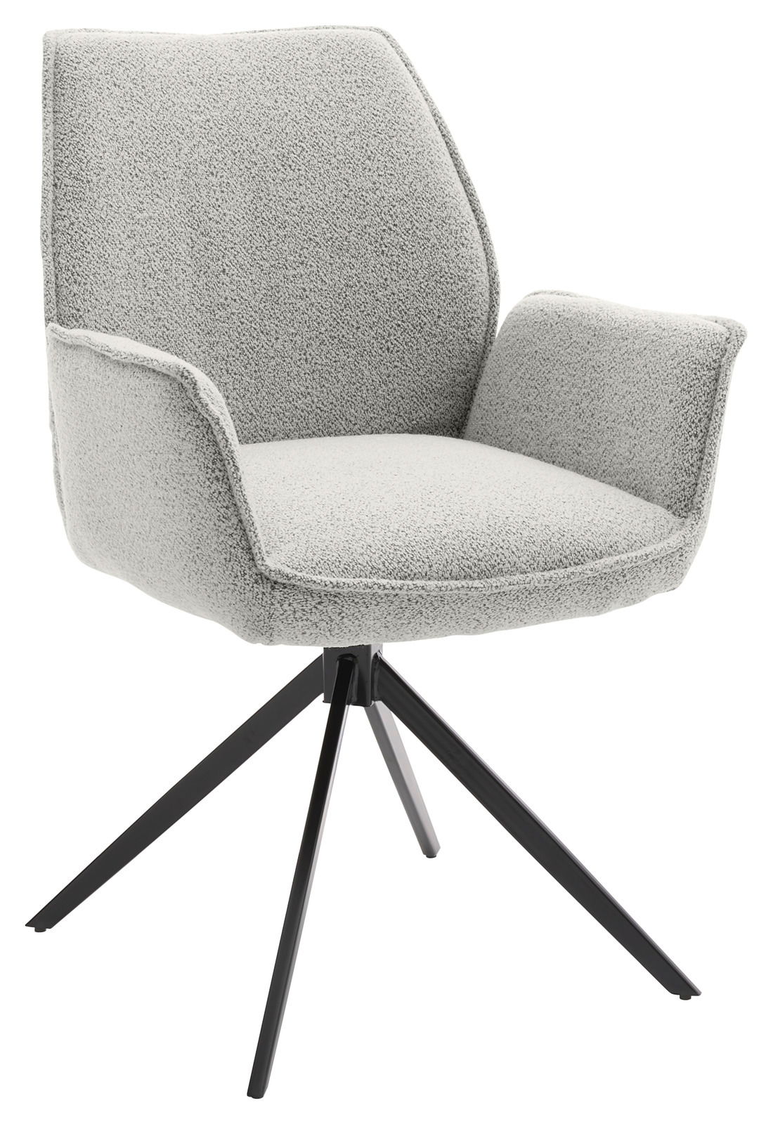 Musterring Armlehnstuhl MR TIAMA Moderner Armlehnstuhl mit grauem Stoffbezug und schwarzem Metallgestell, seitliche Perspektive