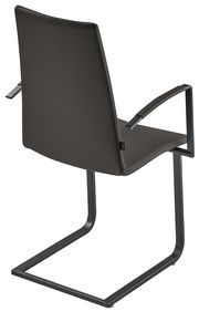 Rückansicht eines modernen Sessels mit Metallgestell und Armlehnen