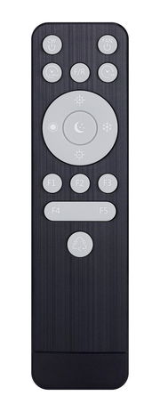 Fernbedienung für Deckenventilator, Vorderansicht mit verschiedenen Funktionstasten.