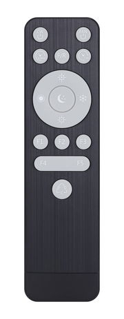 Fernbedienung für Deckenventilator, Vorderansicht mit verschiedenen Funktionstasten.