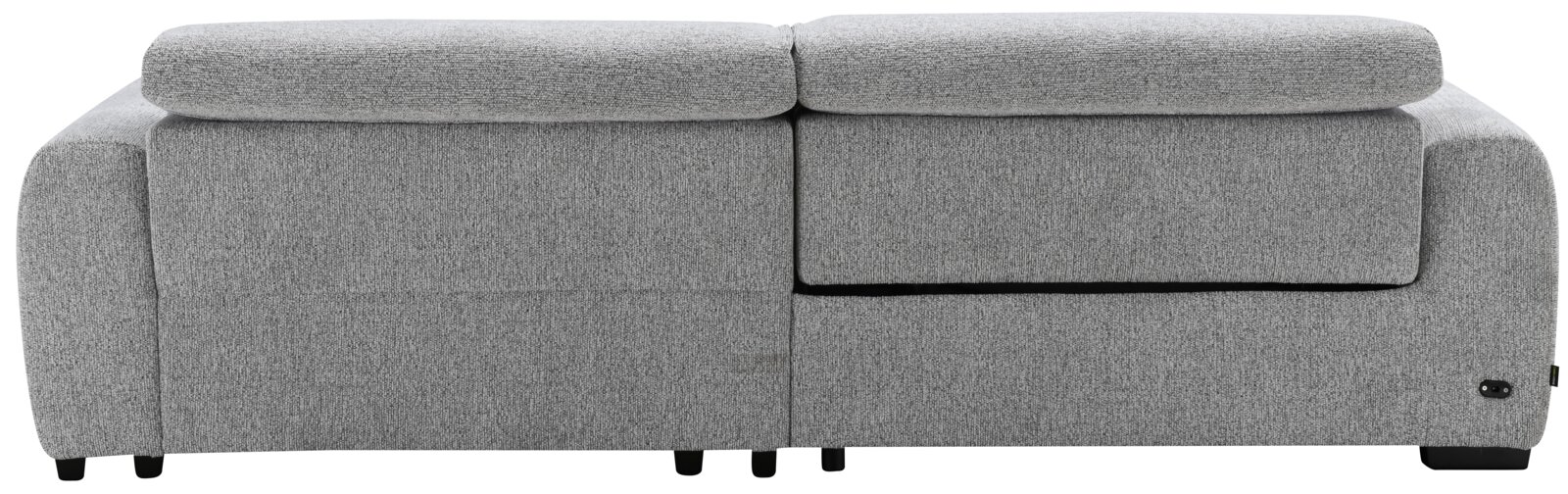Rückansicht eines grauen Ecksofas ALEXANDRA mit verstellbaren Kopfstützen.