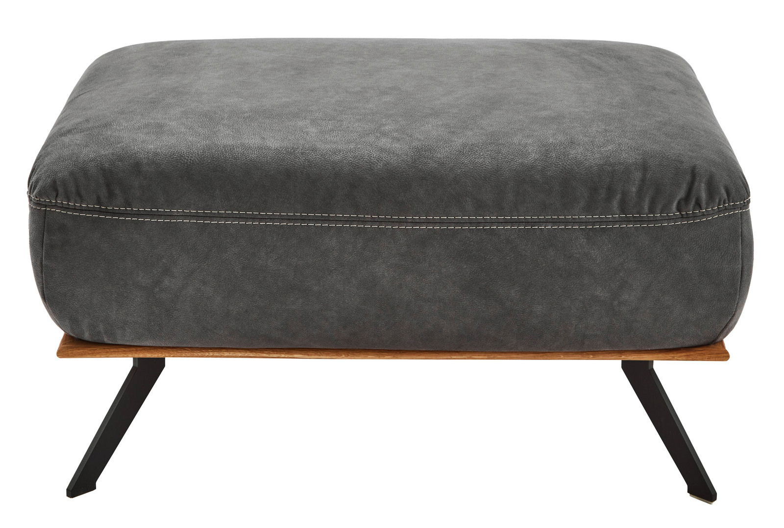 Voleo XXL-Hocker NECKAR Grauer XXL-Hocker mit schwarzem Metallgestell, seitliche Perspektive