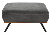 Grauer XXL-Hocker mit schwarzem Metallgestell, seitliche Perspektive