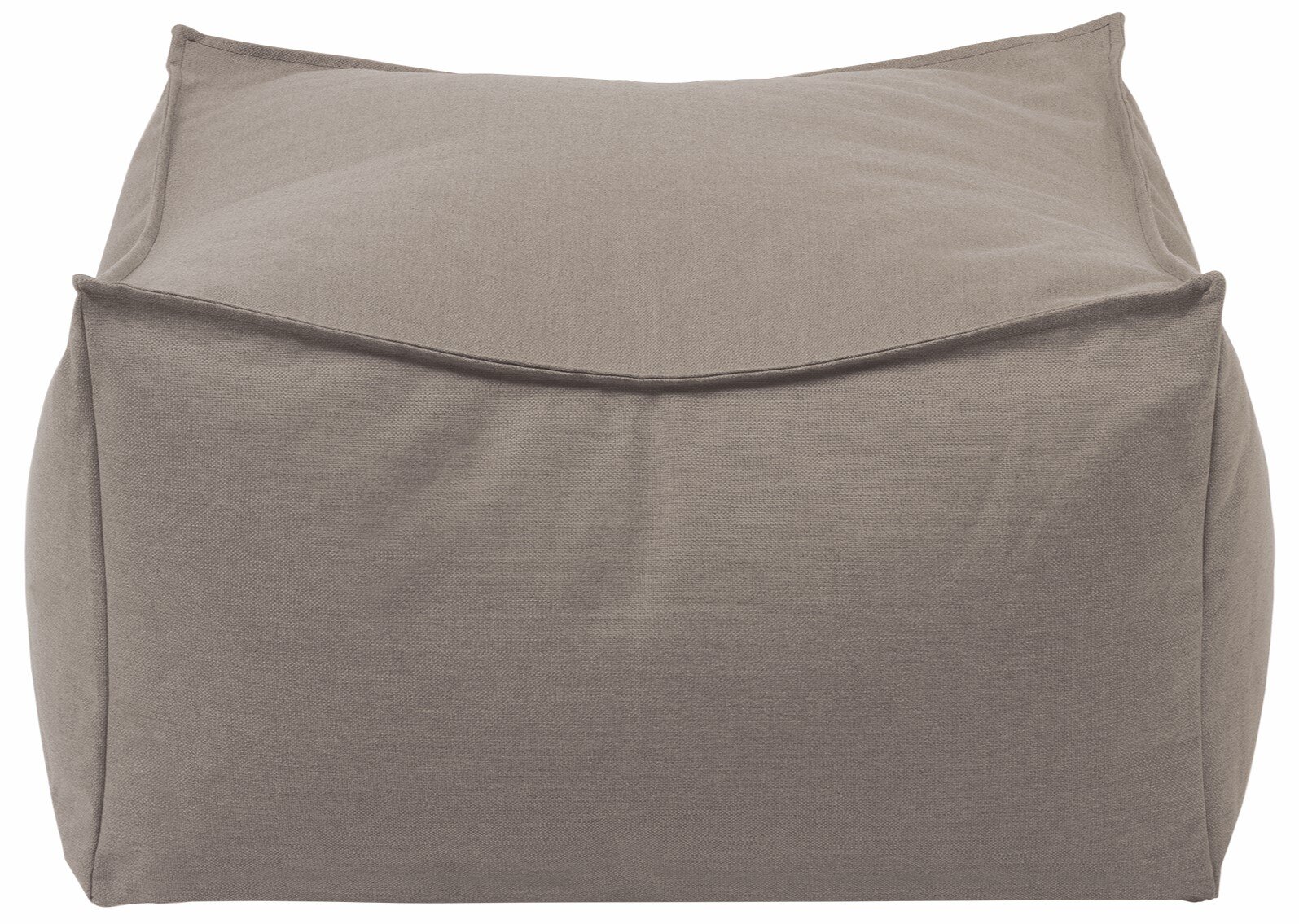 blomus Outdoor Hocker STAY Grauer, würfelförmiger Sitzpouf aus Stoff mit weicher Polsterung, Ansicht schräg von vorne leicht von oben