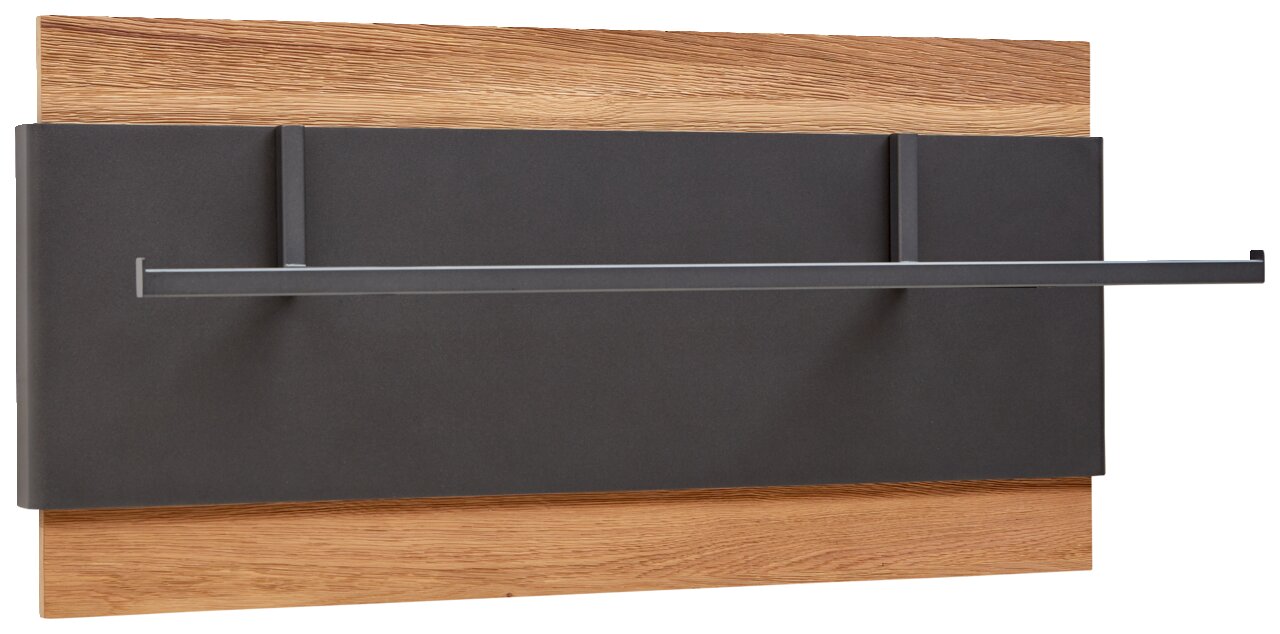 Voglauer Garderobenpaneel TAURINO Garderobenpaneel aus Holz mit modernem, dunklem Metallhaken, seitliche Perspektive