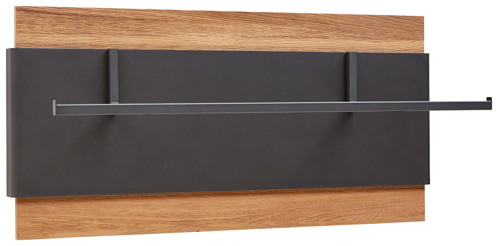 Voglauer Garderobenpaneel TAURINO Garderobenpaneel aus Holz mit modernem, dunklem Metallhaken, seitliche Perspektive