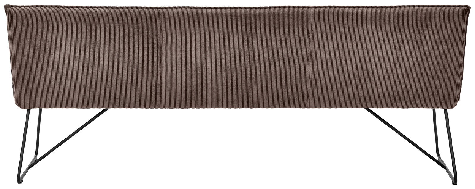 Johann Jakob Sitzbank CALAS Rückansicht einer braunen Sitzbank mit Metallbeinen