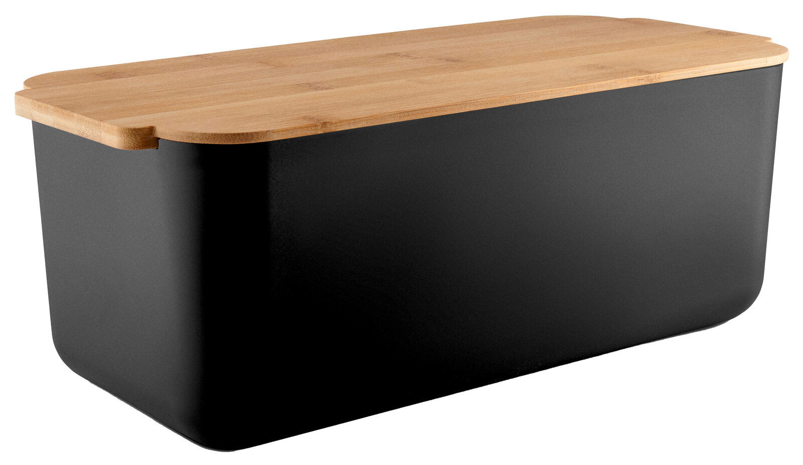 Eva Solo Brotkasten NORDIC KITCHEN Schwarzer Brotkasten mit Holzdeckel, seitliche Perspektive