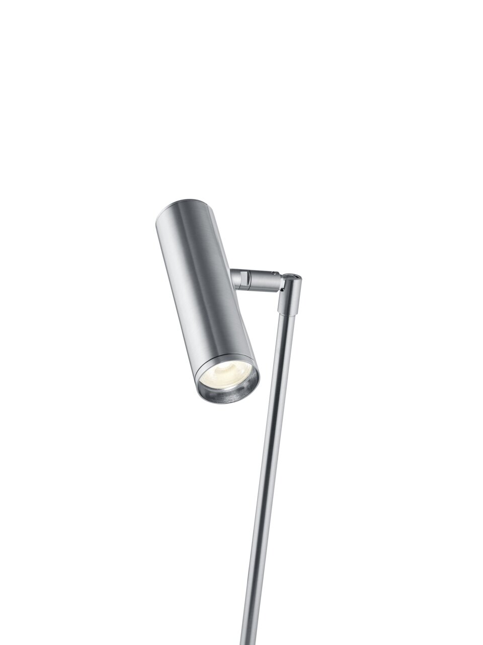 Moderne LED-tafellamp in zilverkleur, zijaanzicht