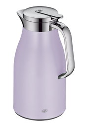 Lila Isolierkanne Skyline mit glänzendem Deckel und Griff, seitliche Perspektive