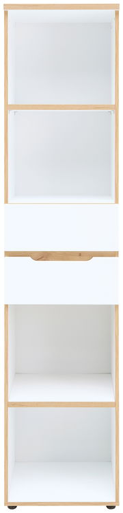 Schmales Regal mit vier offenen Fächern und einer Schublade, Frontansicht