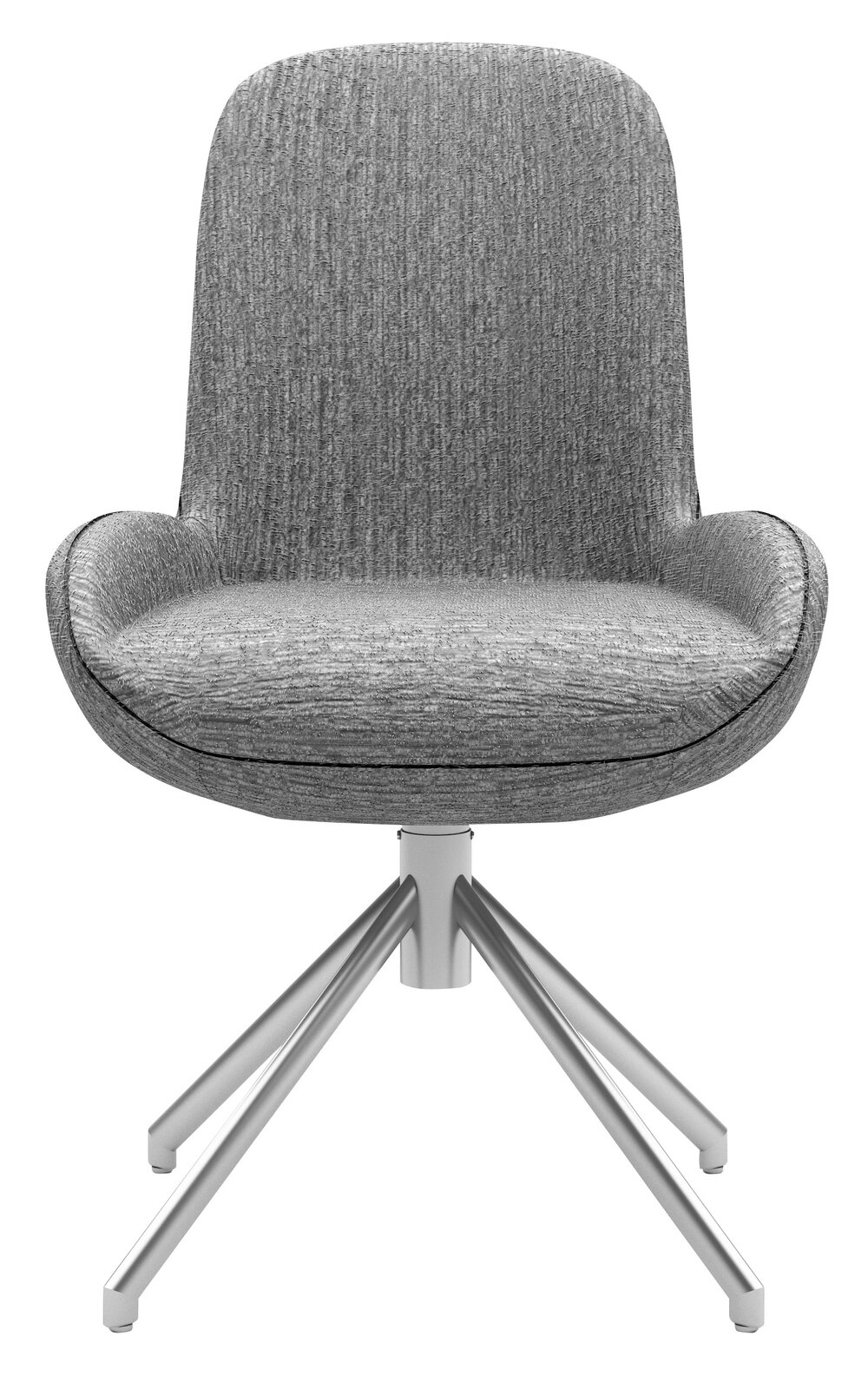 Musterring Stuhl MR HELVIN Moderner Stuhl mit braunem Stoffbezug und silbernem Metallgestell, Frontalansicht