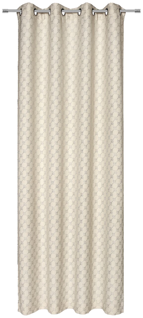 JOOP! Ösenvorhang 140x250cm J!Allovers Ösenvorhang in natürlichem Beige mit dezentem Muster, frontal fotografiert.