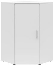 Weiße Eckkommode mit schwarzem Griff, frontal abgebildet