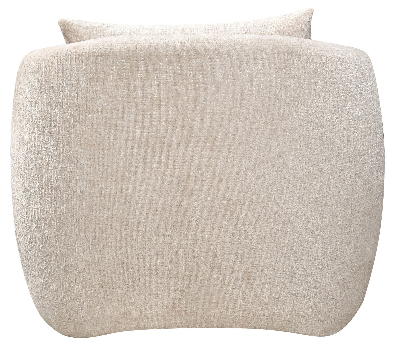 Vorderansicht eines beigen Sessels mit weicher, texturierter Oberfläche.