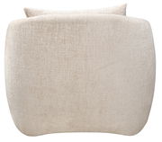 Vorderansicht eines beigen Sessels mit weicher, texturierter Oberfläche.