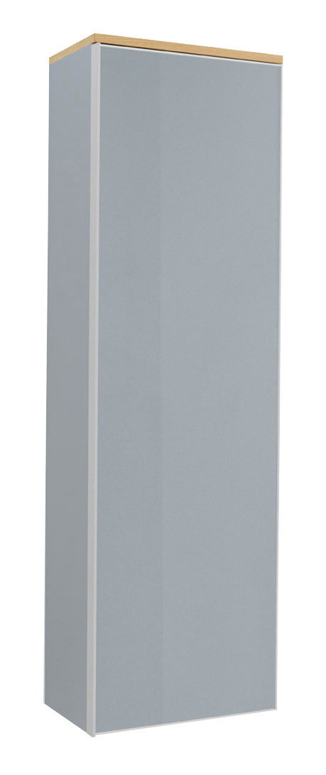 VOSS Hängegarderobenschrank li. VORTINA Moderner Hängegarderobenschrank in Grau mit Holzoberseite, seitliche Perspektive