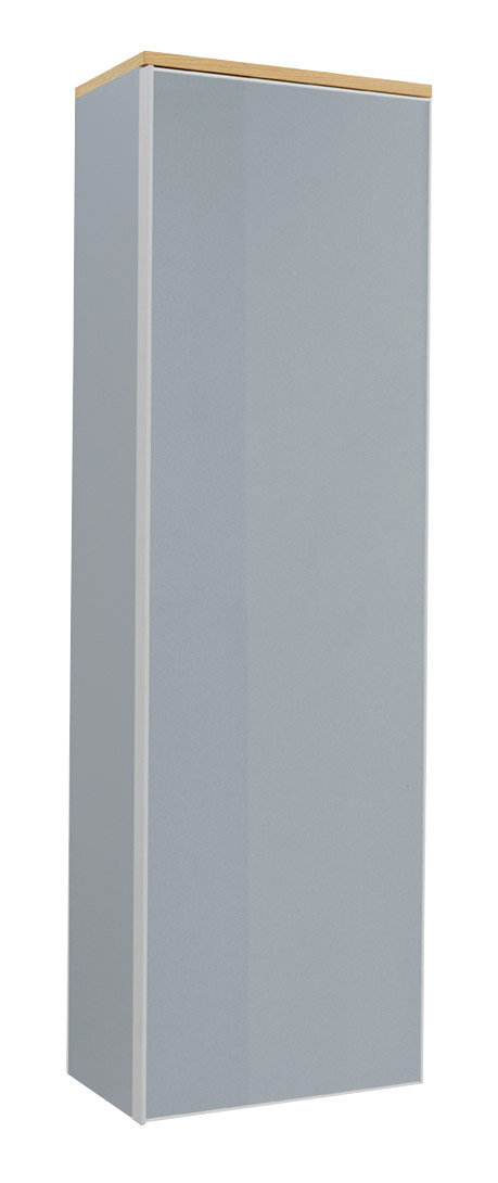 VOSS Hängegarderobenschrank li. VORTINA Moderner Hängegarderobenschrank in Grau mit Holzoberseite, seitliche Perspektive