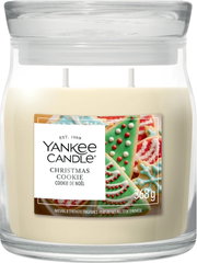 Yankee Candle Christmas Cookie Duftkerze mit zwei Dochten im großen Glas mit Glasdeckel, 368 g, frontal abgebildet