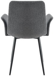 Rückansicht eines grauen Armlehnstuhls mit schwarzen Beinen, Modell Stylife Armlehnstuhl JEFF.