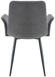 Rückansicht eines grauen Armlehnstuhls mit schwarzen Beinen, Modell Stylife Armlehnstuhl JEFF.