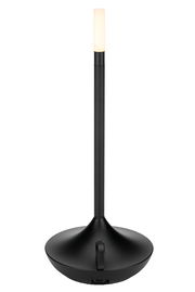 Schwarze Akku-Tischleuchte mit schlankem Design, seitliche Perspektive