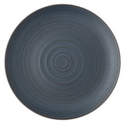 Blauw ontbijtbord met concentrische cirkels, bovenaanzicht
