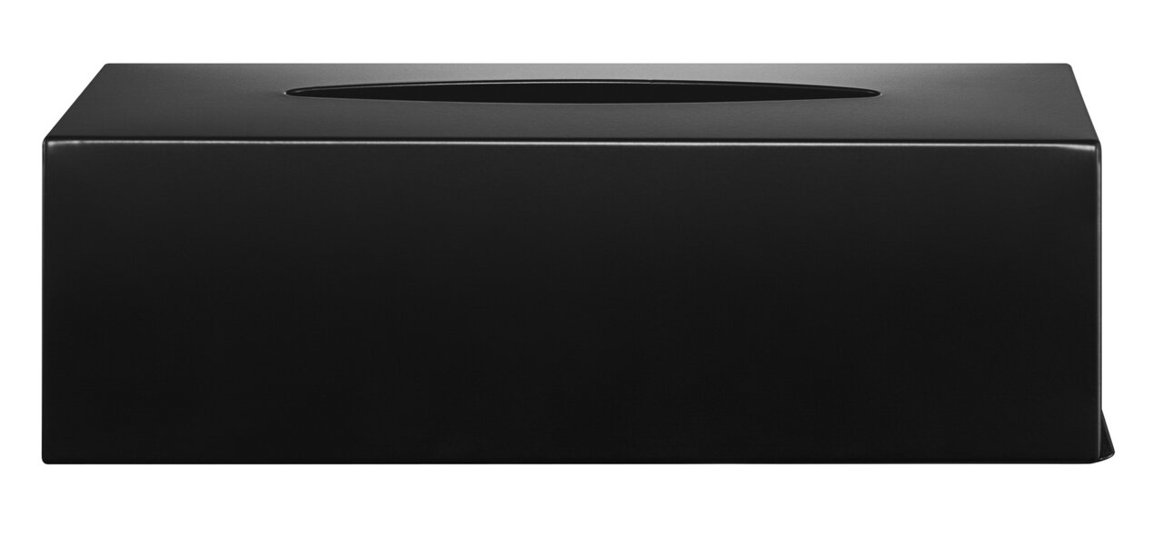 Schwarze Kleenexbox NEXIO in rechteckiger Form, frontal abgebildet.