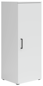 Weiße Kommode mit schwarzem Griff, seitliche Perspektive