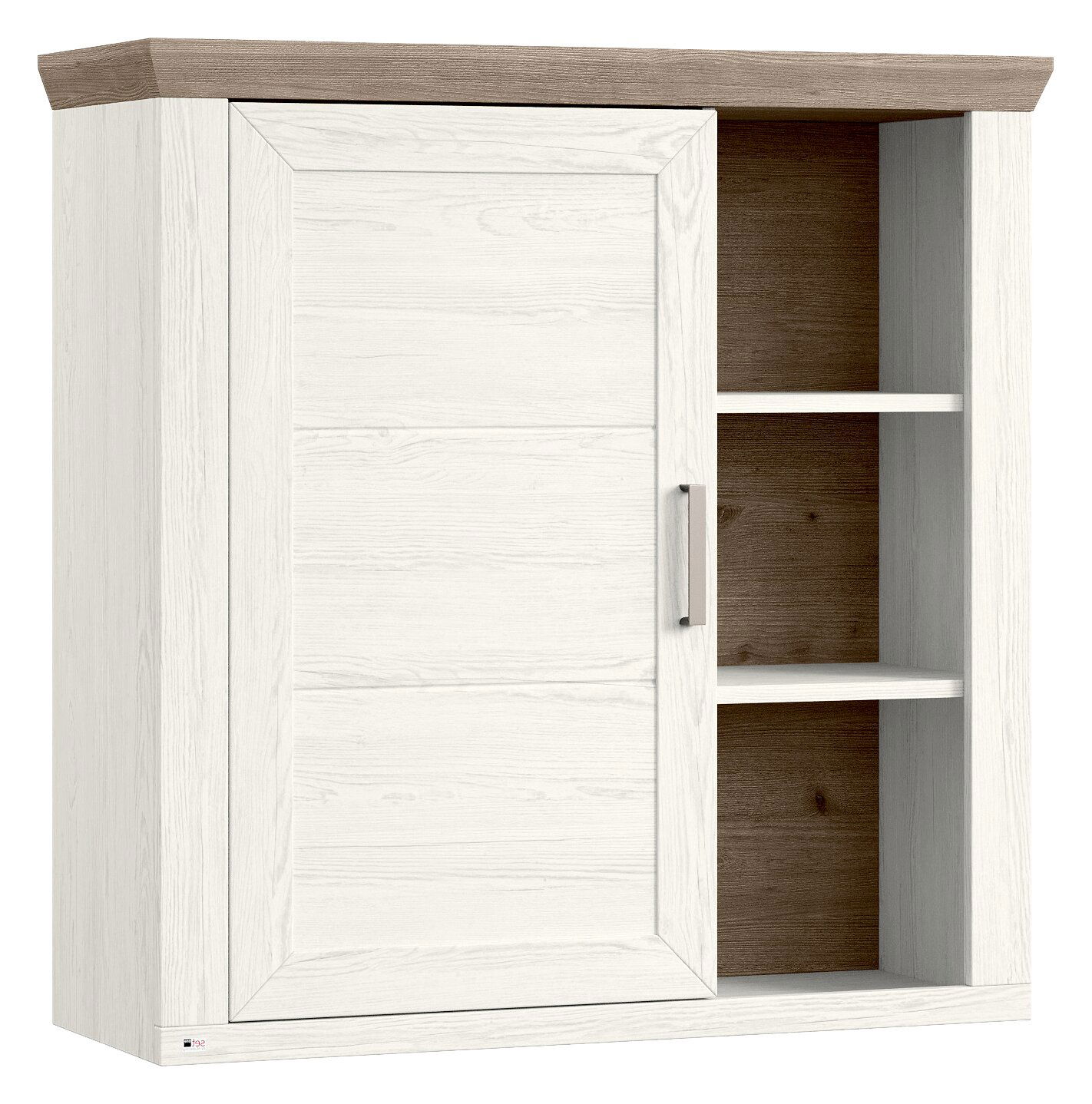 Set one by Musterring Hängeelement SET ONE YORK Hängeelement in Holzoptik mit einer Tür und zwei offenen Regalfächern, Frontansicht