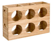 Weinregal aus Holz für 6 Flaschen, seitliche Perspektive